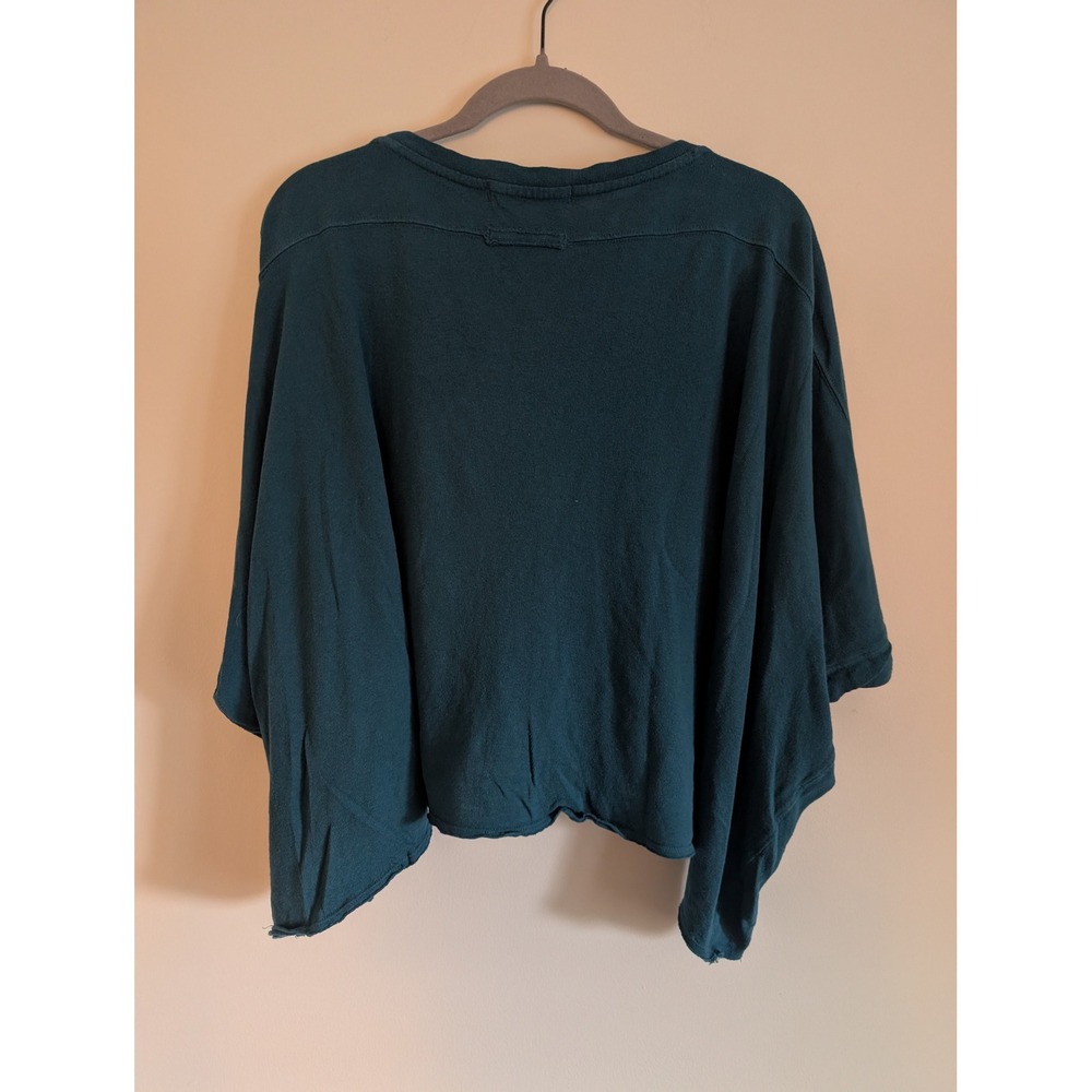 We The Free People Teal Dolman Sleeve Oversized Cropped top Cotton Large earthy - Picture 7 of 7